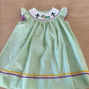 Lil Cactus Mardi Gras Smocked dress 3T EUC